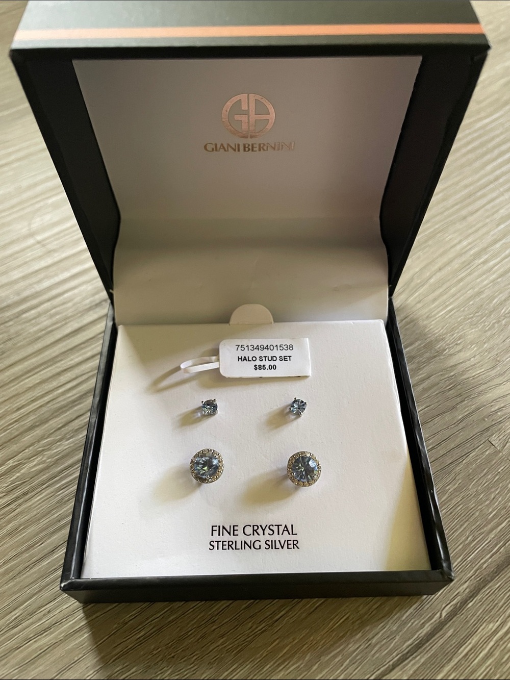 Giani Bernini Sterling Silver blue Crystal Halo Stud Earring Set